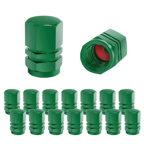 Picture of Fekey&JF 16 PCS Car Tire Valve Stem Caps, Waterproof Airtight Car Wheel Tire Valve Stem Covers Universal for Cars, Bicycles, Trucks, Motorcycles, Car Accessories for Men Women (Green)
