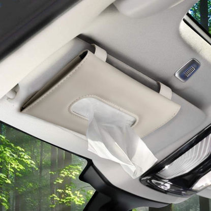 Picture of Car Tissues Holder for Car, Visor Tissue Holder, Car Tissue Box, Car Disposable Masks Holder, Mask Dispenser for Car (Beige)