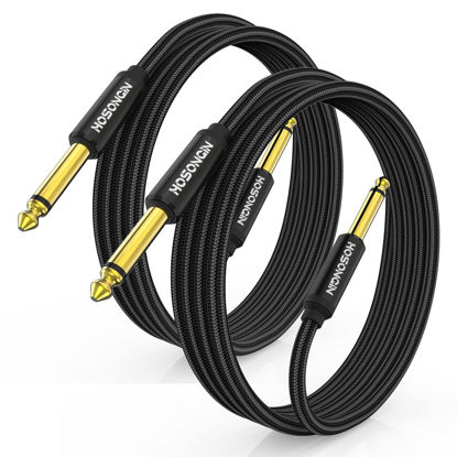 Picture of HOSONGIN 1/4 Inch Guitar Instrument Cable 3.3ft 2-Pack [Nylon Braided Shielded], 1/4 Inch TS Male to Male Plug Mono Audio Cord, Quarter Inch 6.35mm Unbalanced Interconnect Line - 3.3 feet
