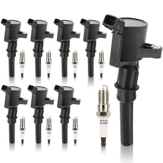 Picture of DG508 Ignition Coil & SP479 Double Iridium Spark Plug for Ford F150 F250 F350 E150 E250 E350 Expedition Mustang Lincoln Mercury 4.6L 5.4L Replaces#DG491 FD503 DG457 DG472 1L2U12029AA C1454 C1417 FD503
