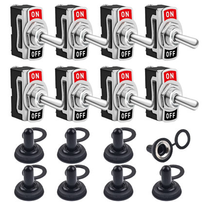 Picture of Toggle Switches 8 Pack 2 Pin ON Off SPST Car Rocker Toggle Switches, 20A Heavy Duty Waterproof Toggle Witch