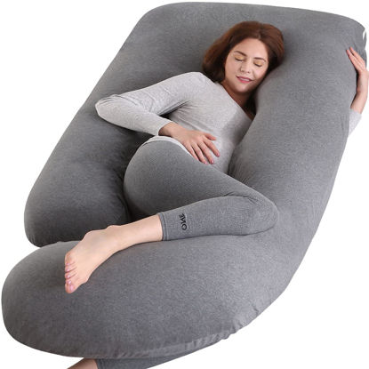Picture of BATTOP Pregnancy Pillow for Sleeping, Full Body Pillow for Pregnancy Women with Removable Cover, 57 Inch Maternity Pillow, Support for Back, Legs, Belly, Hips（Black Drey）