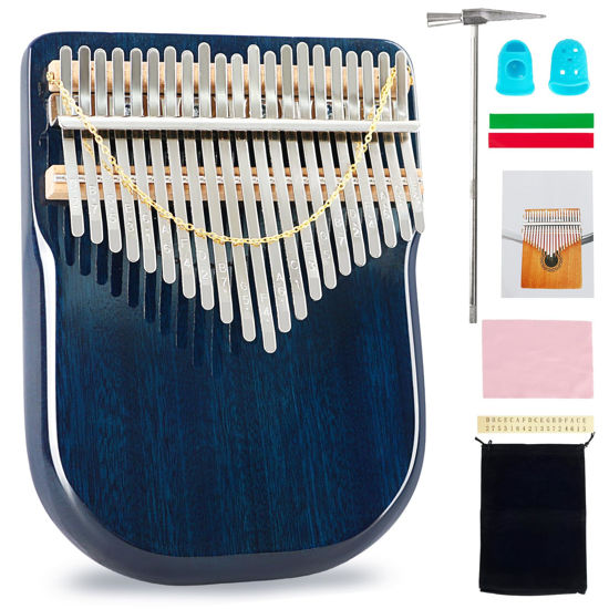 Picture of EASTROCK Karimba Thumb Piano 21 key Sapele solid wood Flat-board Portable Mbira Finger Piano with Study Instruction and Tune Hammer Wood Kalimba Gift for Adults Beginners Professiona