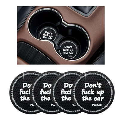 Picture of Ziciner 4 Pack Bling Car Cup Holder Coaster, 2.75 Inch Anti-Slip Auto Insert Cup Coaster, Crystal Car Drink Cup Mat Perfect for Women Girls, Universal Interior Decor Accessories (Black)
