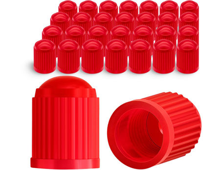 Picture of MEAJOO 30PCS Tire Valve Stem Caps, Corrosion Resistant, with O Rubber Ring, Airtight Seal Heavy Duty Dustproof Tire Valve Stem Covers for Cars, SUV, Trucks, Bikes, Motorcycles, Bicycles(Red)