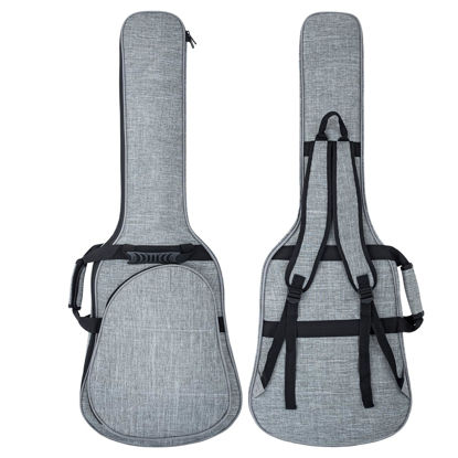 Picture of MUZNOTE 39 Inch Electric Guitar Bag 0.35 inch Padding Waterproof Electric Guitar Case, Electric Guitar Gig Bag Backpack with Neck Strap and Pockets, Grey