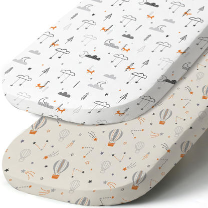 Picture of Stretch Fitted Bassinet Sheet Set BROLEX 2 Pack Cradle Sheets for Bassinet Pad/Mattress,Unisex Boys Girls,Ultra Soft,Starsmoon Balloon