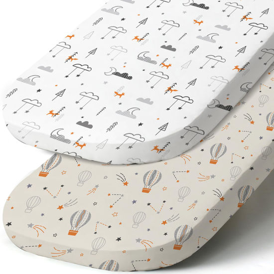 Picture of Stretch Fitted Bassinet Sheet Set BROLEX 2 Pack Cradle Sheets for Bassinet Pad/Mattress,Unisex Boys Girls,Ultra Soft,Starsmoon Balloon
