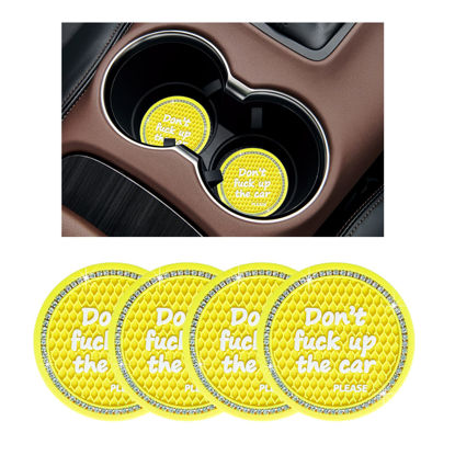 Picture of Ziciner 4 Pack Bling Car Cup Holder Coaster, 2.75 Inch Anti-Slip Auto Insert Cup Coaster, Crystal Car Drink Cup Mat Perfect for Women Girls, Universal Interior Decor Accessories (Yellow)