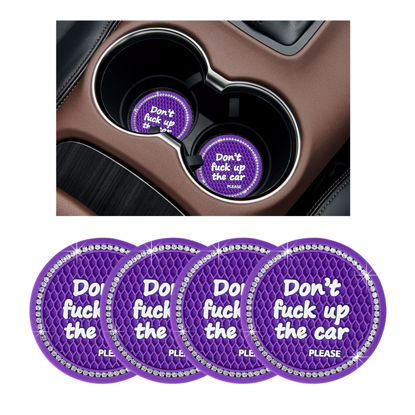 Picture of Ziciner 4 Pack Bling Car Cup Holder Coaster, 2.75 Inch Anti-Slip Auto Insert Cup Coaster, Crystal Car Drink Cup Mat Perfect for Women Girls, Universal Interior Decor Accessories (Dark Purple)