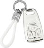 Picture of PIFOOG Key Fob Cover Accessories for Audi Bling Keychain 3 4 Buttons TPU Keys Case Protector Shell Soft White Silver for Audi Q5 Q7 A4 A5 RS5 SQ5 S4 S5 TT TTS Girly Women Cute