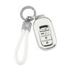 Picture of PIFOOG Car Key Cover for Honda Civic 2022 2023 Accessories TPU Soft Keys Fob Shell Case 5 - Button Car Smart Keyless Entry Covers Glittering Keychain White Silver Girly Women