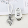 Picture of PIFOOG Car Key Cover for Honda Civic 2022 2023 Accessories TPU Soft Keys Fob Shell Case 5 - Button Car Smart Keyless Entry Covers Glittering Keychain White Silver Girly Women