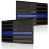 Picture of Embossed 3D Metal Thin Blue Line All Black American Flag Emblem Decal Stickers (1 Pair), Matte Black 5" x 3" Patriotic USA US Flag Decals for Car, Truck, Motorcycle Honoring Police Law Enforcement