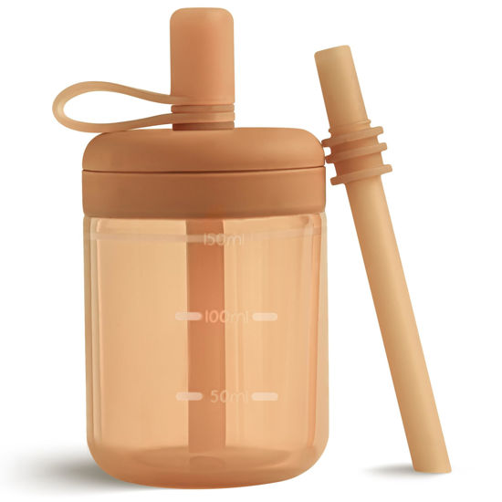 Picture of Moonkie Baby Straw cup | Silicone Toddler Sippy Cup Training Cup with Straw Lid | BPA-Free Drop-Proof Baby Cup | Baby Led Weaning | 6 Months+, 5 oz, 1pack