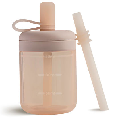 Picture of Moonkie Baby Straw cup | Silicone Toddler Sippy Cup Training Cup with Straw Lid | BPA-Free Drop-Proof Baby Cup | Baby Led Weaning | 6 Months+, 5 oz, 1pack