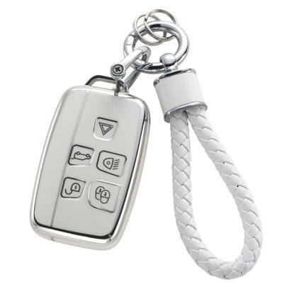 Picture of YO&YOYE for Land Rover Jaguar Key Fob Cover with Keychain, TPU Key Case Fit for Evoque Velar Sport Discovery Freelander2 LR4 Sport Jaguar XF XJ XE F-PACE F-Type