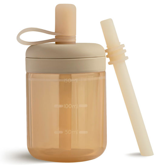 Picture of Moonkie Baby Straw cup | Silicone Toddler Sippy Cup Training Cup with Straw Lid | BPA-Free Drop-Proof Baby Cup | Baby Led Weaning | 6 Months+, 5 oz, 1pack