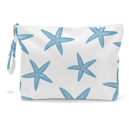 Picture of Makeup Bag, Wet Dry Bag, Toiletry Bag, Diaper Bag Waterproof Large Capacity Travel Cosmetic Bag, Zipper Pouch for Women, Girls, Mom, Sister, Friends, Wet Bag Ocean Sea Shells Beach Starfish Decor.08