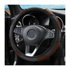 Picture of Car Steering Wheel Cover, 15 Inch PU Leather Carbon Fiber Elastic Stretch Without Inner Ring, Breathable Anti-Slip Auto Steering Wheel Protector for Women Men, Universal for Most Cars (Coffee)