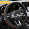 Picture of Car Steering Wheel Cover, 15 Inch PU Leather Carbon Fiber Elastic Stretch Without Inner Ring, Breathable Anti-Slip Auto Steering Wheel Protector for Women Men, Universal for Most Cars (Coffee)