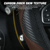 Picture of Car Steering Wheel Cover, 15 Inch PU Leather Carbon Fiber Elastic Stretch Without Inner Ring, Breathable Anti-Slip Auto Steering Wheel Protector for Women Men, Universal for Most Cars (Coffee)