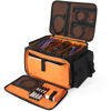 Picture of AKOZLIN Cable File Bag DJ Gig Bag Cord Organizer Case with Detachable Dividers for Laptop,DJ Gear, Sound Instrument and Music Equipment Accessories 16"x11"x10" Black Orange