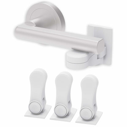 Picture of Inaya Child Proof Door Lever Lock - Door Handle Lock - 3M Adhesive - Minimalist Design - No Drilling Child Safety Door Handle Locks (3 Pack)