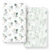 Picture of Stretch Ultra Soft Jersey Knit Fitted Crib Sheets Set 2 Pack, Fits All Standard Crib Mattress Pads Safe and Snug, Crib Fitted Sheet for Baby, Stylish Watercolor Animals for Baby, Mint Green