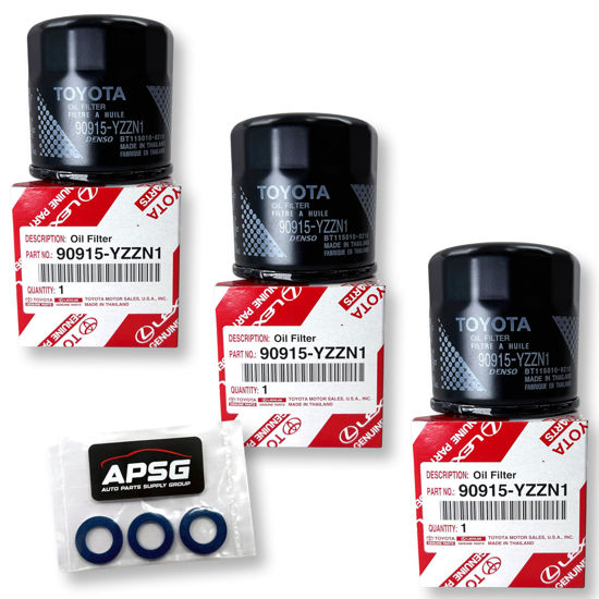 Picture of Genuine Oil Filter 90915-YZZN1 / 90915-YZZF2 with APSG Drain Plug Washers | 3 PACK | Compatible with Toyota/Lexus/Scion