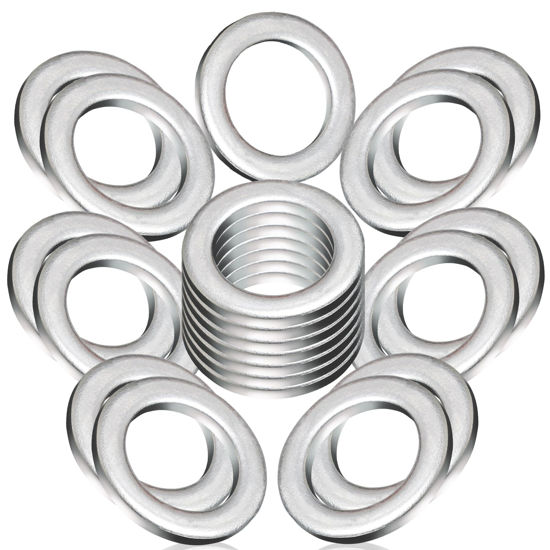 Picture of 20-Pack 9956-41-400 Oil Drain Plug Gasket Crush Washer 14mm - Premium Seal Replacement for Mazda 2 3 5 6 CX-3 CX-30 CX-5 CX-7 CX-9 MPV MX-5 MX-6 RX-7 RX-8, Fits for OEM #9956-41-400, by DCWecher
