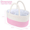 Picture of ABenkle Baby Diaper Caddy, Nursery Storage Bin and Car Organizer for Diapers and Baby Wipes, Cotton Rope Diaper Basket Caddy, Changing Table Diaper Storage Caddy Baby Gift Baskets -Bright Pink