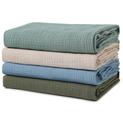 Picture of GLLQUEN BABY Muslin Swaddle Blankets for Boys and Girls, 4-Pack Baby Blankets for Girl Boy, Newborn Receiving Blanket, Baby Swaddle Blanket Unisex, Baby Essentials, Registry & Gift