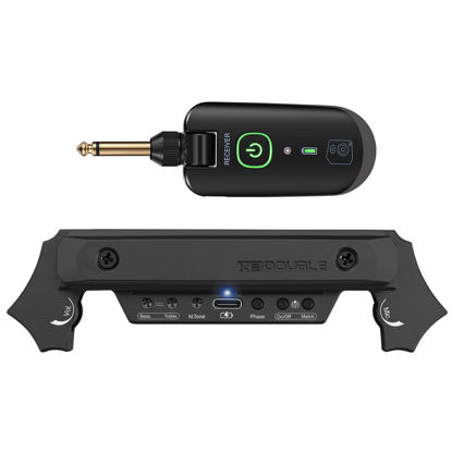 Picture of Wireless Acoustic Guitar Pickup Rechargable Magnetic And Microphone Soundhole Pickup For Acoustic Guitar Build-In Volume Control(Black)