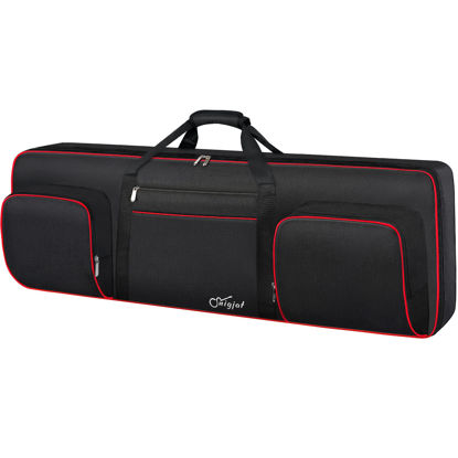 Picture of SNIGJAT 76 Key Keyboard Case Soft (Interior: 48.4"x 18"x6.1"), Padded Piano Case with Handle and Adjustable Shoulder Straps, Keyboard Gig Bag with 3 Pockets for Instrument Parts and Accessories