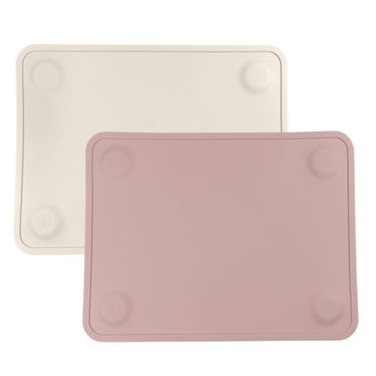 Picture of WeeSprout Silicone Suction Placemats for Babies, Toddlers & Kids, Durable Food Grade Silicone with Non-Slip Suction, Dishwasher Safe, for Dining Table & Restaurants + Travel Case, 2 Pack
