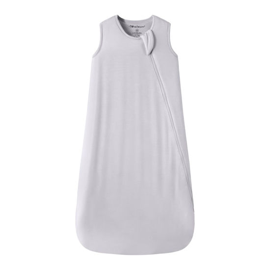 Picture of Mosebears Unisex Baby Sleep Sack 1.0 TOG, Supersoft Rayon Made from Bamboo Wearable Blanket with 2-Way Zipper (Light Grey,0-6 Months)