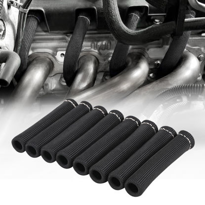 Picture of SHINEHOME Spark Plug Wire Heat Shield Sleeve 2500° Spark Plug Boot Protector Wire Boots Wrap for SBC BBC 350 454 8PCS Spark Plug Wire Covers