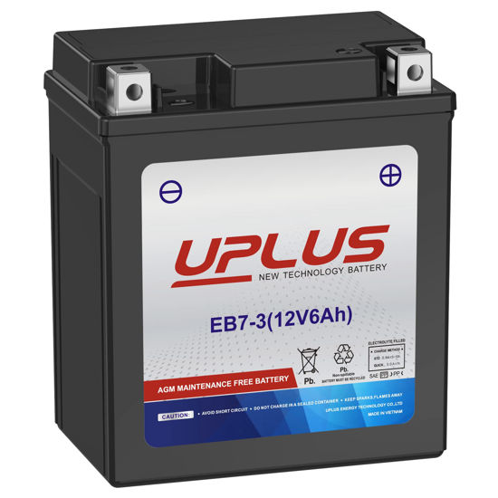 Picture of UPLUS YTX7L-BS Motorcycle ATV Battery, EB7-3 Maintenance Free 12V 6AH SLA Batteries Snowmobile Scooter AGM Battery, Replacement for YTX7L-4, LTX7L-BS,NTX7L-BS,FTX7L-BS,ETX7L-BS,CTX7L-BS,GTX7L-BS,GSX7L