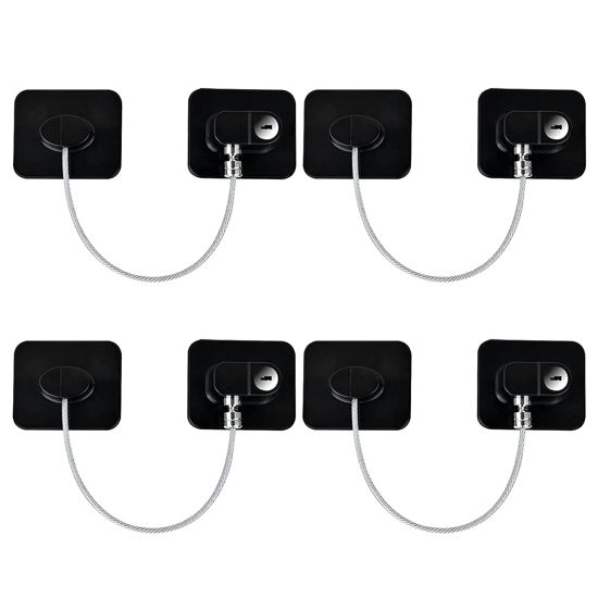 Picture of YEYA Refrigerator Lock, Baby Proof Cabinet Locks with Keys, Safety Cabinets Locks for Toddler 4 Pack