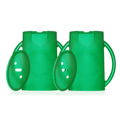 Picture of Flipping Holder DELUXE Squeeze Proof (2-pack with lids) for Food Pouches & Juice Boxes - Multipurpose - Prevent Messes & Support Self-Feeding - Easy Grasping Handles - Made in USA