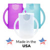 Picture of Flipping Holder DELUXE Squeeze Proof (2-pack with lids) for Food Pouches & Juice Boxes - Multipurpose - Prevent Messes & Support Self-Feeding - Easy Grasping Handles - Made in USA