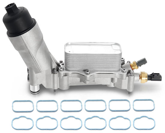 Picture of 926-959 Upgrade Aluminum Engine Oil Cooler & Filter Housing Kit with Sensors and Gaskets Compatible with 2017-2018 Chrysler 200 300 Dodge Charger Challenger Journey Wrangler Ram ProMaster V6 Engine