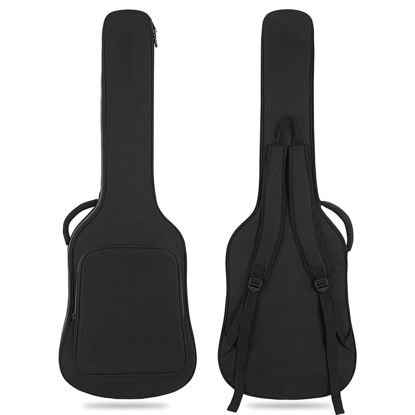 Picture of Muscab 39 Inch Electric Guitar Bag 7mm Padding Waterproof Electric Guitar Case, Electric Guitar Gig Bag Backpack with Neck Strap and Pocket, White Zipper