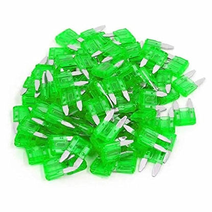 Picture of 100 Pack Auto Fuses 30 AMP APM/ATM 32V Mini Blade Style Fuses 30A Short Circuit Protection Car Fuse (30 AMP)