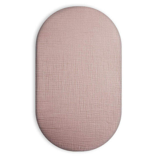 Picture of Muslin Bassinet Sheet for Baby Boy and Girl, Universal Fit for Rectangle, Oval, Hourglass Bassinet Mattress, Moses Basket Sheets (Shadow, Bassinet Sheet)