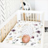 Picture of GRSSDER Stretchy Ultra Soft Jersey Knit Fitted Pack n Play Sheets Set 2 Pack,Fits Portable Playard/Mini Cribs Mattress Snug and Safe,Watercolor Purple Flora for Baby