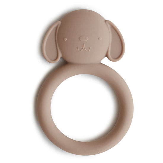Picture of mushie Silicone Baby Teether Toy | Dog Brown
