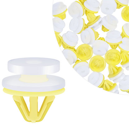 Picture of GOOACC 50pcs Lower Door Sill Moulding Clip for Land Rover Freelander LR3 LR4 Range Rover Sport DYC101420 White Yellow Nylon