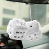 Picture of YGMONER Couple 2.75” Fuzzy Dice with Leather Dots Retro Car Mirror Hanging Accessories for Car Decoration (White)
